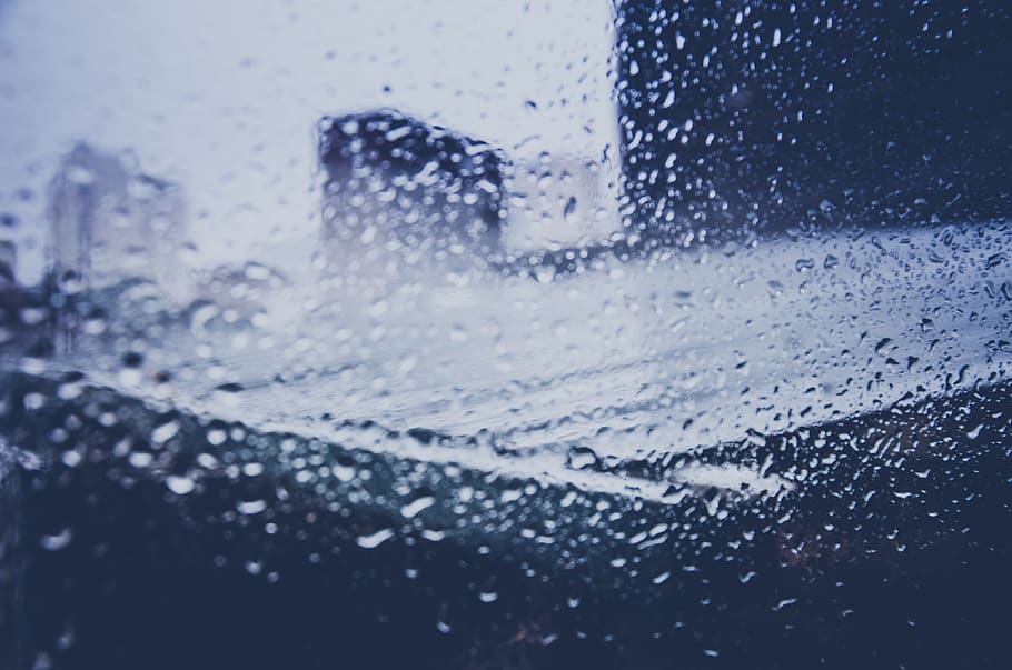 rain, window, building, water, wet, drop, glass - material HD wallpaper
