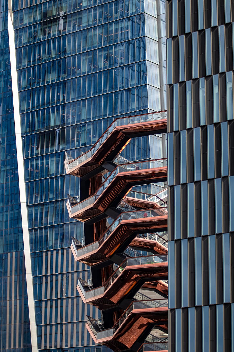 glass building at daytime, banister, handrail, office building HD wallpaper