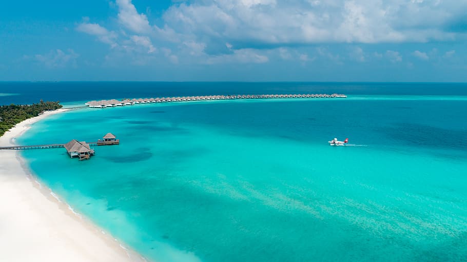 beach under blue sky, water, sea, scenics - nature, horizon over water HD wallpaper