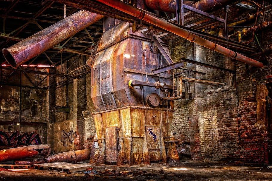 lost places, factory, industry, blast furnace, pforphoto, hall, HD wallpaper