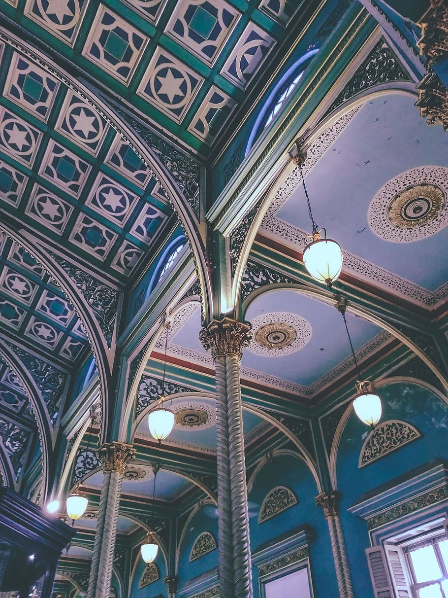Photograph of Multicolored Ceiling, arch, arches, architectural HD wallpaper