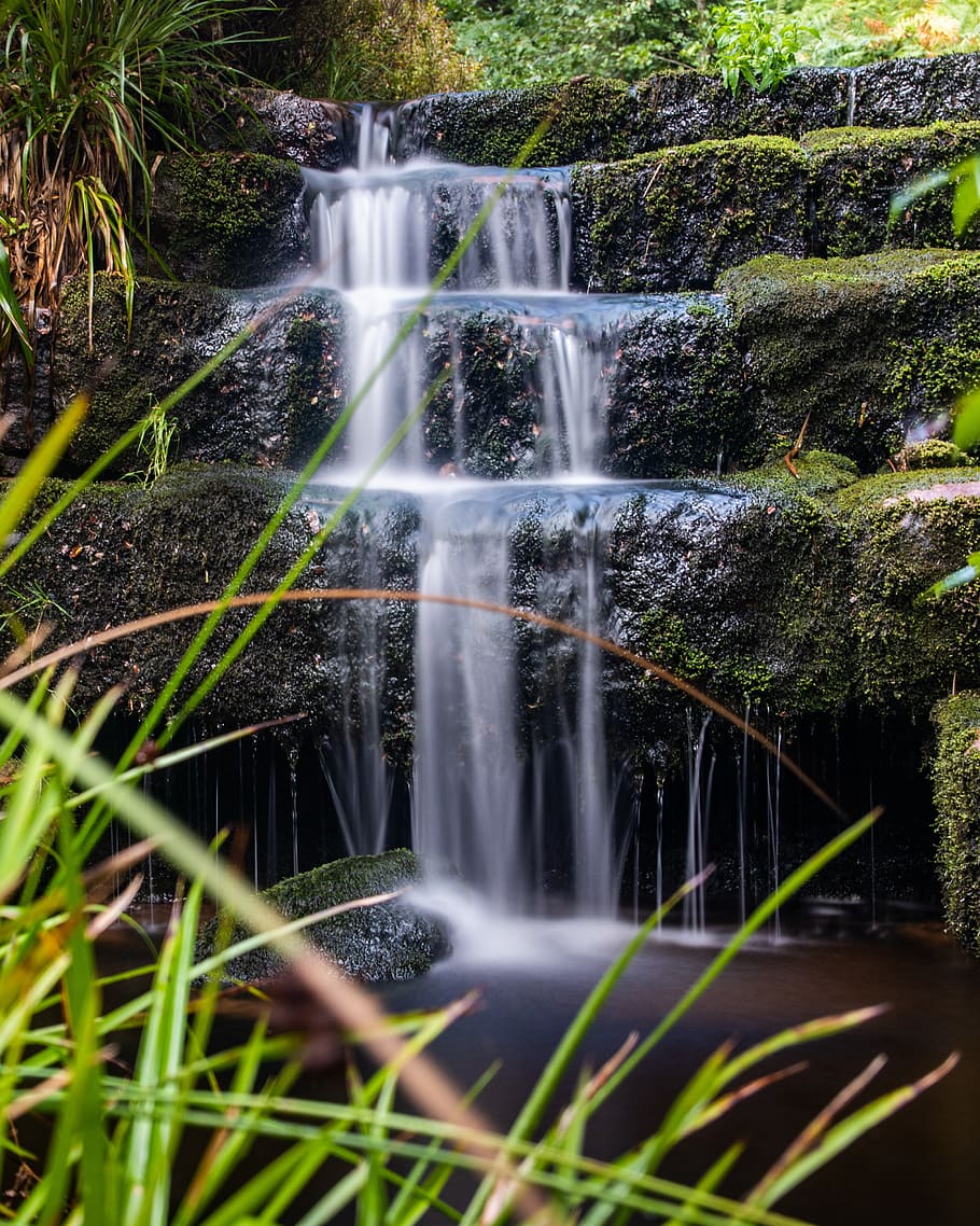 waterfall, bach, river, landscape, nature, creek, wet, environment HD wallpaper