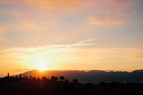 benidorm, spanien, landscape, spain, sun, silhouette, sunrise HD wallpaper