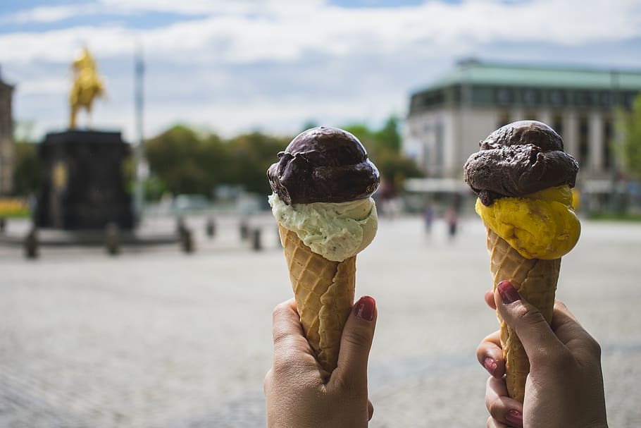 Photography of Person Holding Two Ice Cream, 4k wallpaper, blur HD wallpaper