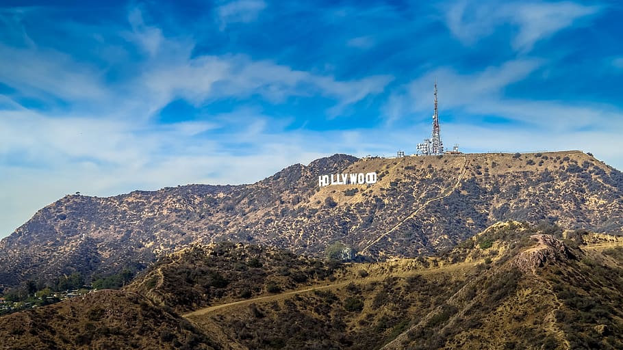 Hollywood signage on hill, united states, los angeles, nature