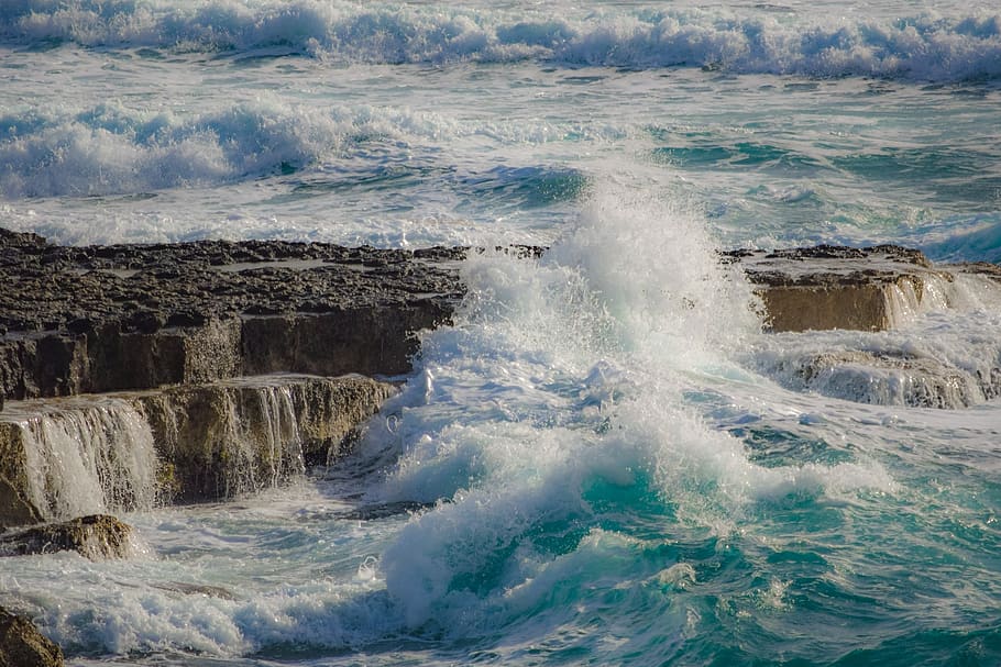 water, storm, surf, wave, ocean, splash, spray, foam, explosion HD wallpaper