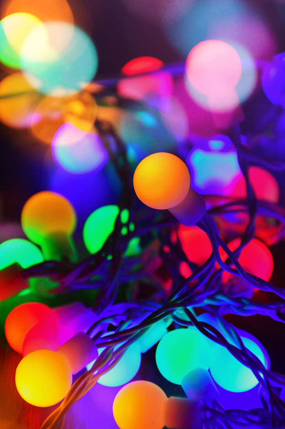 color, light bulbs, glow, christmas, lights, design, decoration HD wallpaper