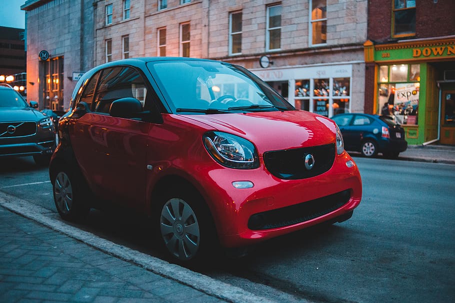red Renault 3-door hatchback, automobile, transportation, vehicle HD wallpaper