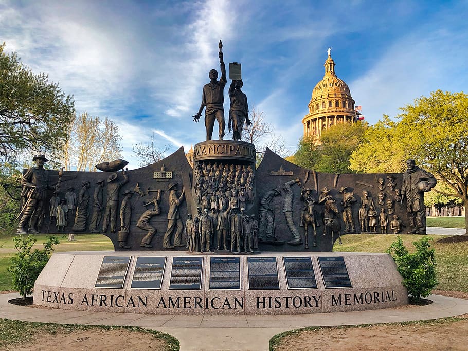 Texas African American History Memorial statue, monument, person, HD wallpaper