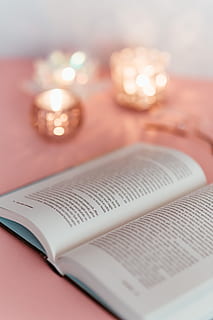 Open book on a pink background, reading, glasses, learning, pink backgound HD wallpaper
