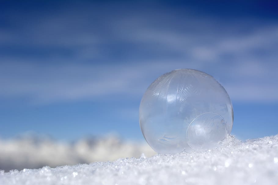 soap bubble, zer, winter, cold, ice cold, frozen, frozen bubble HD wallpaper