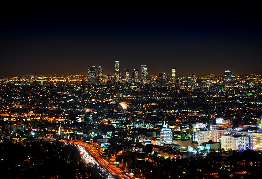 los angeles, united states, mulholland drive, cityscape, hollywood, HD wallpaper