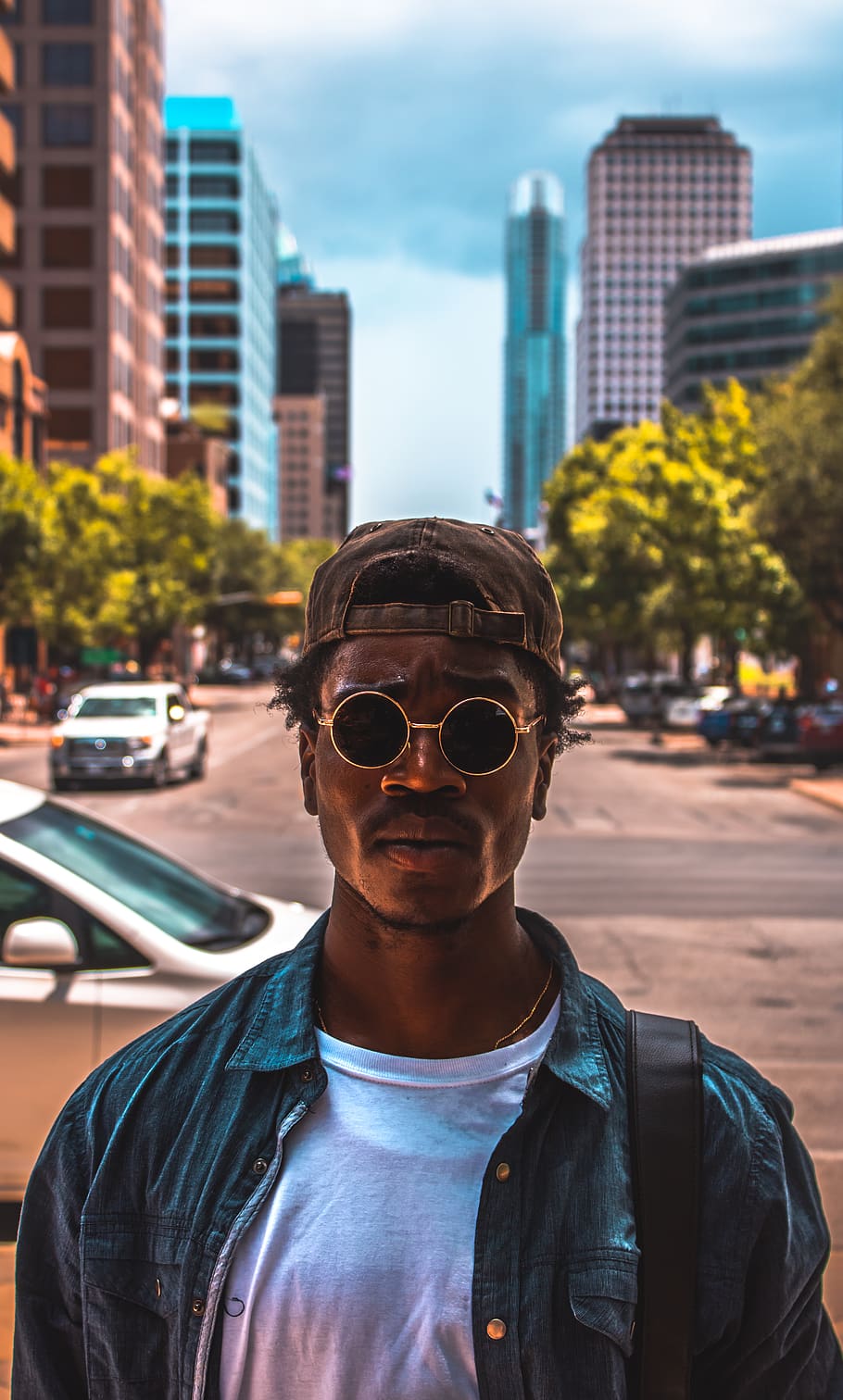man wearing cap, glasses, one person, portrait, architecture HD wallpaper
