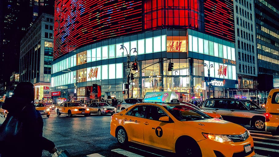 Time-lapse Phot Oof a Yellow Car, architecture, art, building HD wallpaper