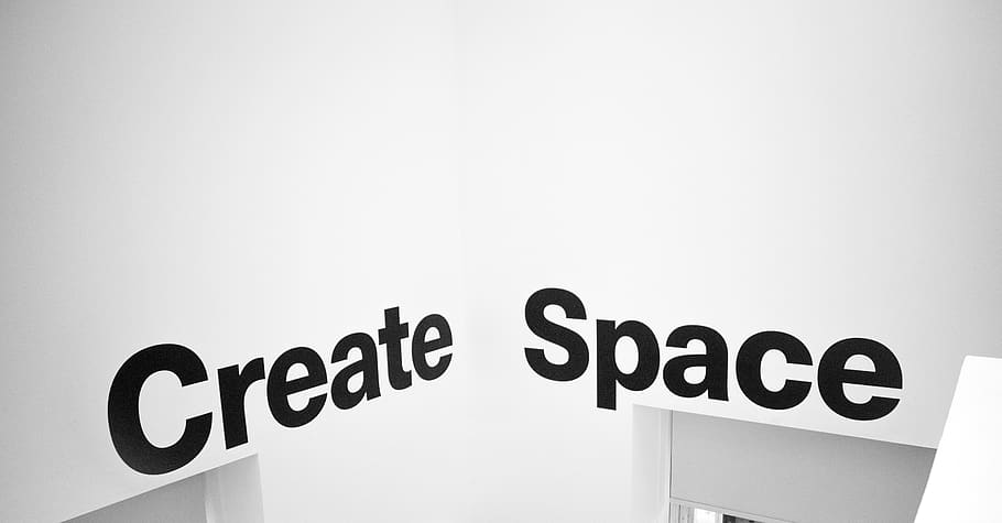 create space text, trademark, logo, black and white, word, united kingdom, HD wallpaper