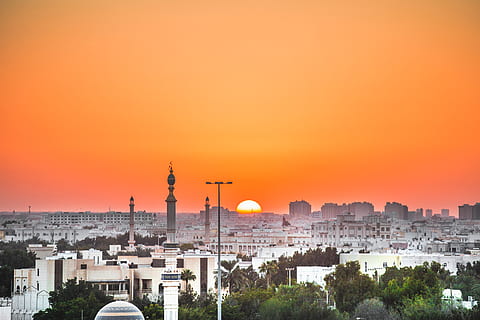 oman, muscat, architecture, built structure, sunset, sky, building exterior HD wallpaper