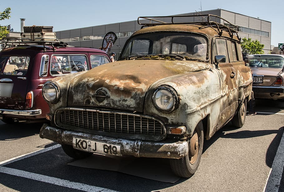opel, caravan, oldtimer, vehicles, classic, rusted, council-car HD wallpaper