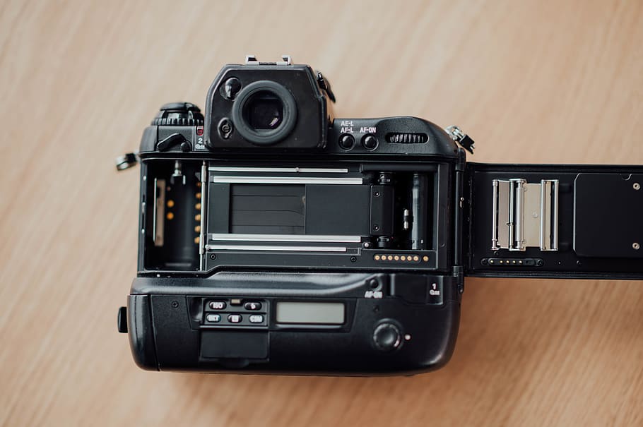 black camera on wooden surface, electronics, digital camera, strap HD wallpaper