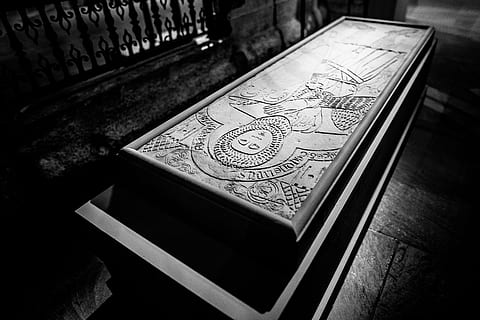 rectangular gray coffin, book, art, corridor, text, banister HD wallpaper