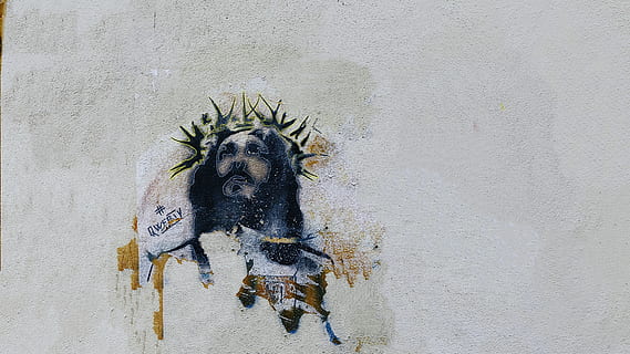 Christ painting, graffiti, wall, person, mural, street art, wall art HD wallpaper