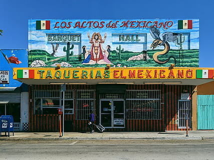 multicolored taquerias el mexicano storefront, architecture, building exterior HD wallpaper