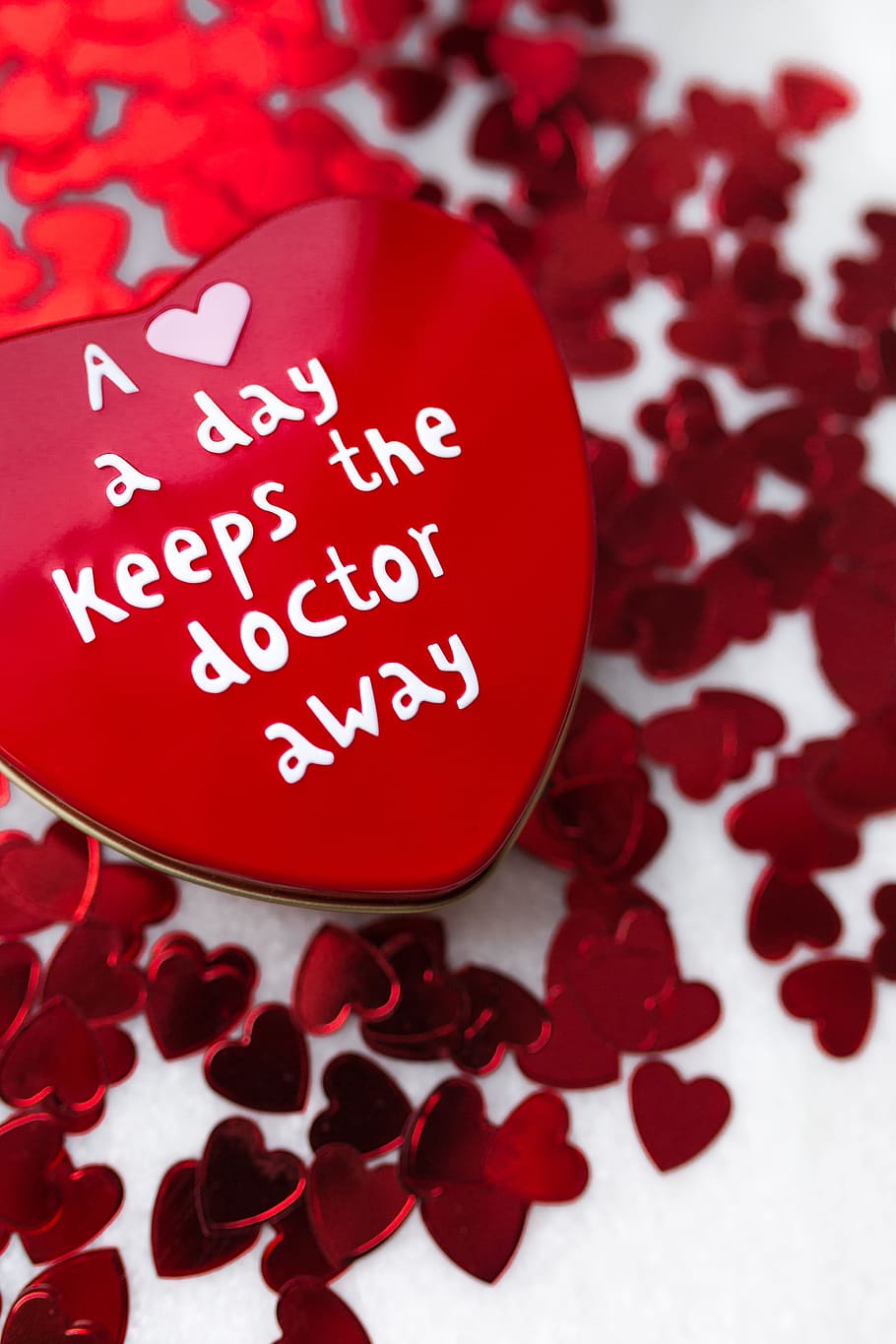Heart foil confetti, background, love, red, valentine, valentine's day HD wallpaper