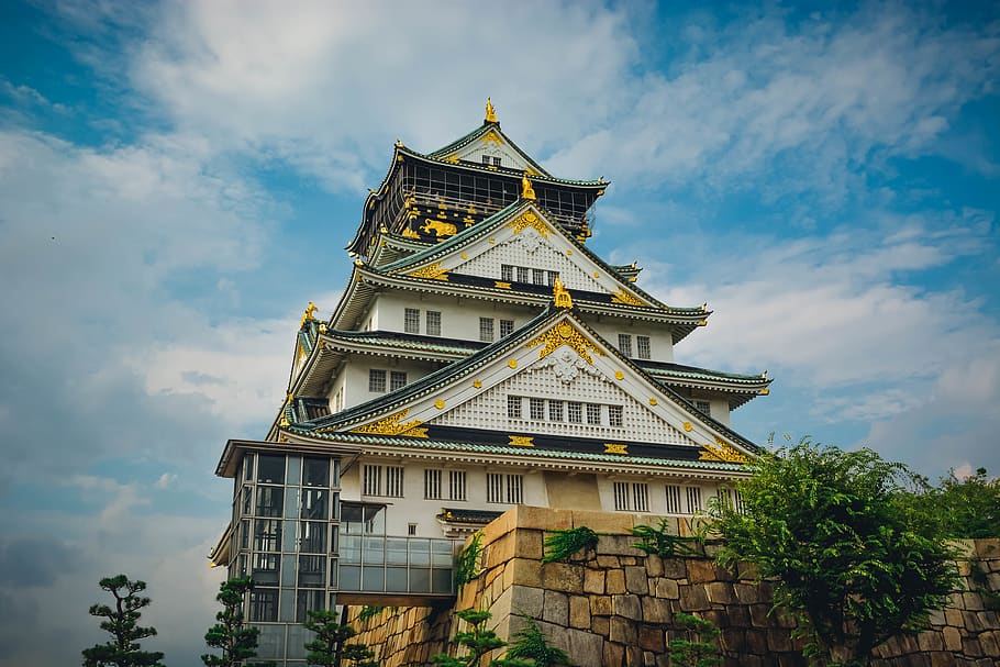 japan, osaka castle, ōsaka-shi, building, architecture, built structure, HD wallpaper