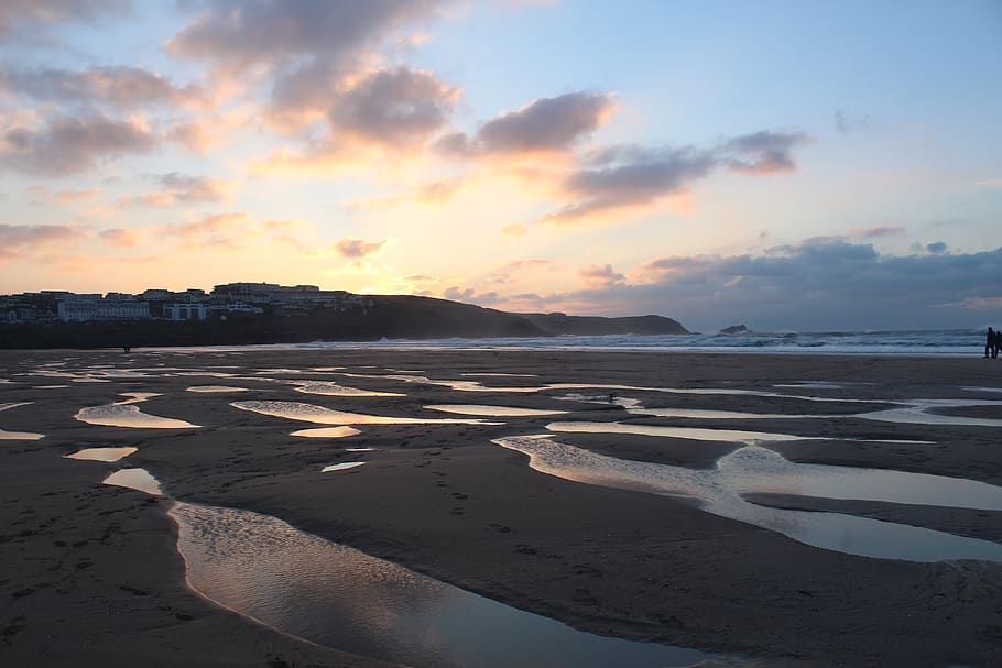 beach, sand, horizon, cornwall, sky, sunset, scenics - nature HD wallpaper