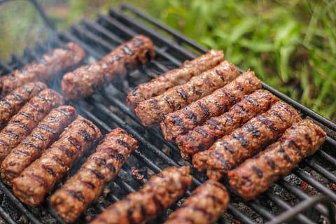 barbecue, meat, grill, flame, bbq, charcoal, food, steak, grill party HD wallpaper