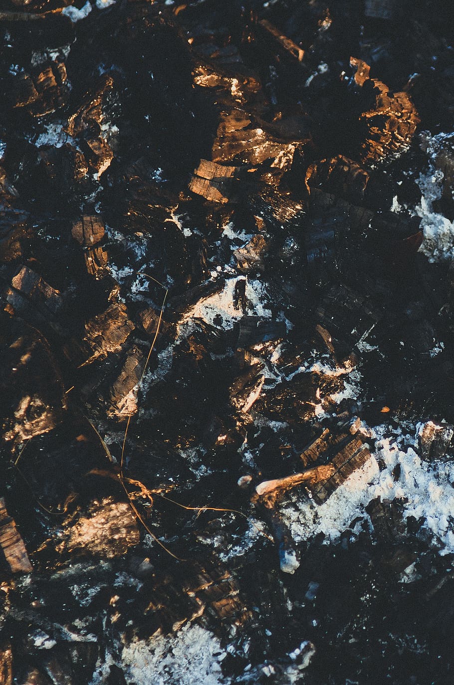 mountains, ice, sun, sunlight, shadows, ashes, coal, sunset HD wallpaper