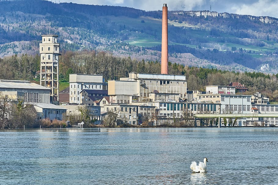 factory, old, water, abandoned, tower, industrial building HD wallpaper