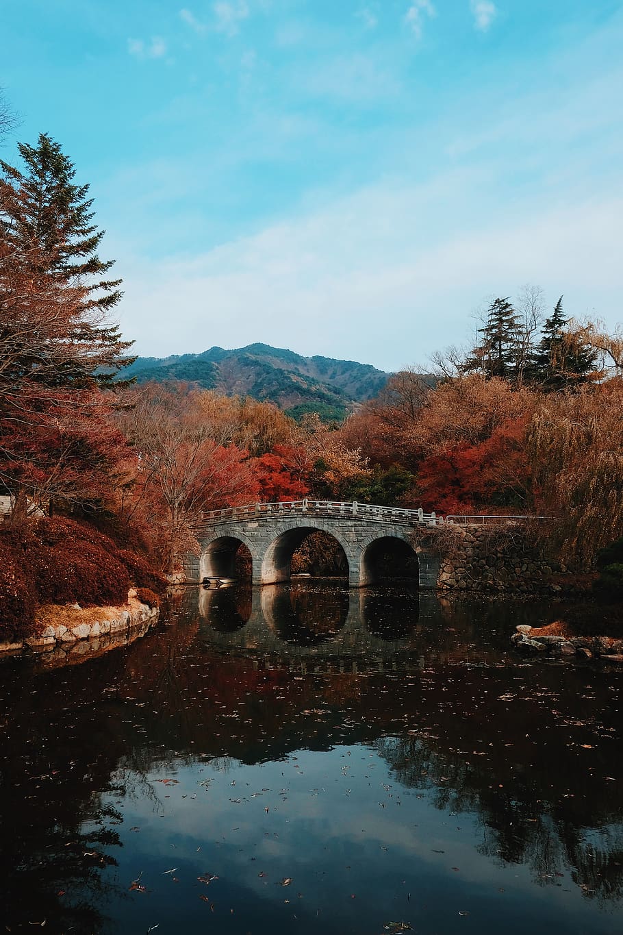 south korea, gyeongju-si, bulguksa temple, mountains, bridge