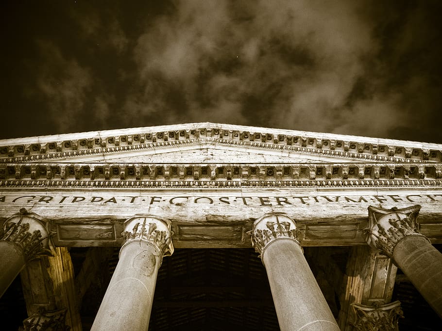 italy, roma, via del pantheon, church, columns, pillars, stone, HD wallpaper