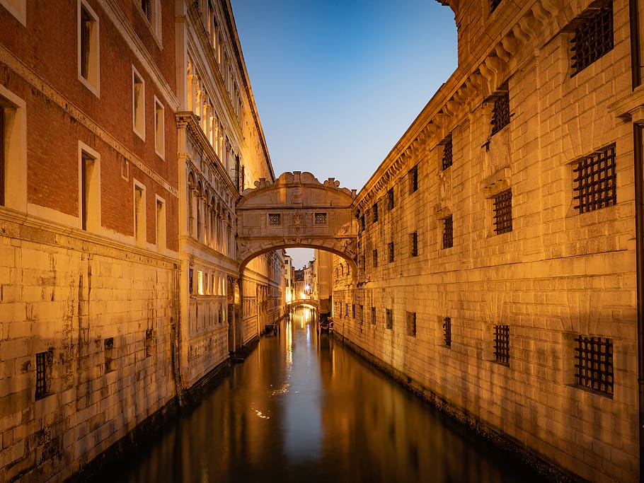 body of water surrounded building, canal, venice, italy, outdoors