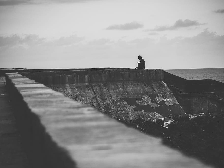 cuba, baracoa, water, sky, sea, nature, real people, one person HD wallpaper