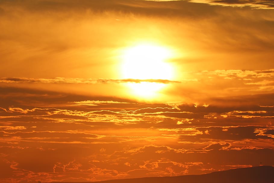 sunset, clouds, sky, nature, evening, mood, twilight, lighting HD wallpaper