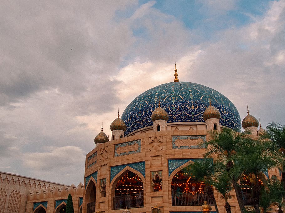 architecture, building, dome, mosque, human, person, tree, plant HD wallpaper