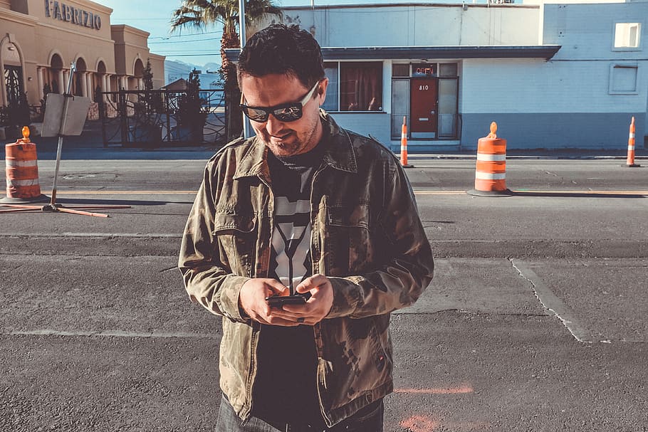 jacket, sunglass, texting, one person, glasses, street, architecture HD wallpaper