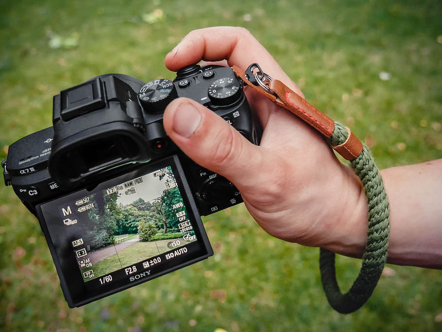 Close-Up Photo of Person Holding Black Camera, blur, capture HD wallpaper