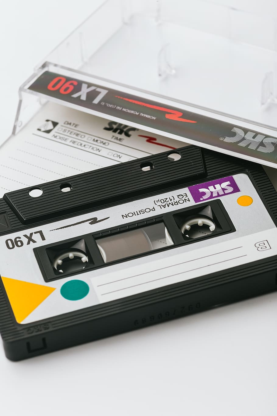Black Cassette Tape, case, plastic, record, technology, white background HD wallpaper