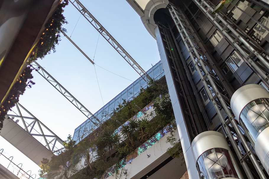 elevator, building, architecture, amusement park, window, office building HD wallpaper