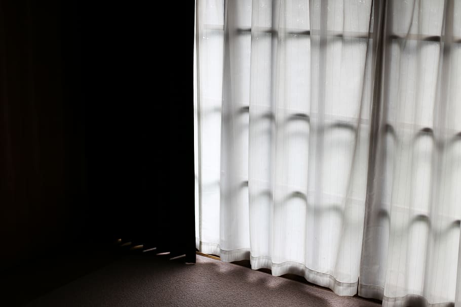 white curtain, indoors, home interior, window, no people, open HD wallpaper