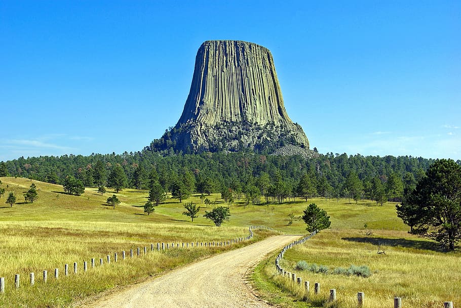 wyoming's devils tower, nature, landscape, rock, national, monument, HD wallpaper