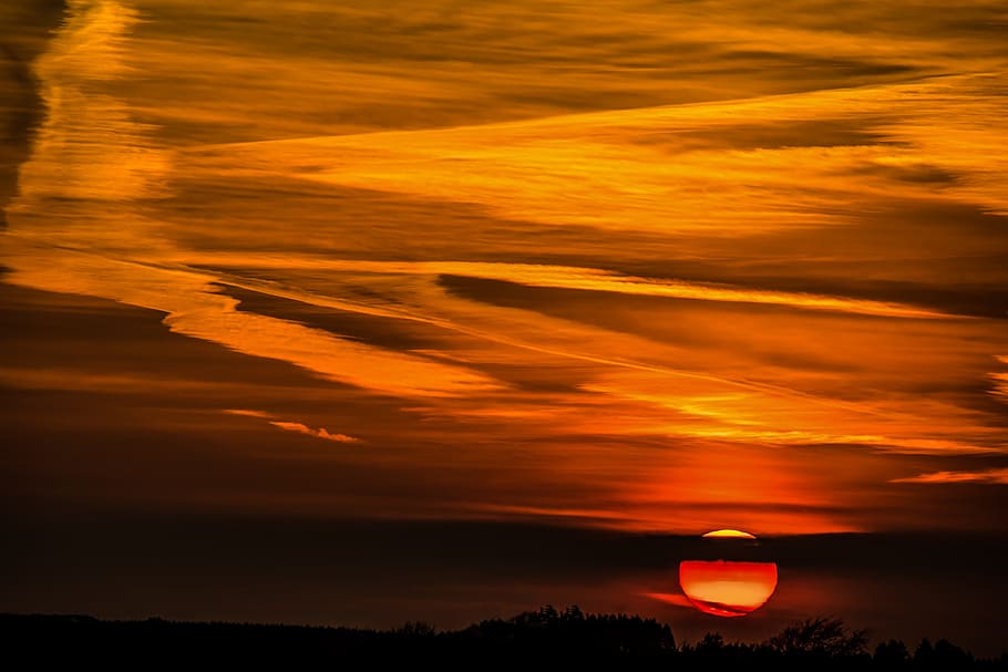 Golden Hour, afterglow, backlit, clouds, cloudscape, dark, dark clouds HD wallpaper