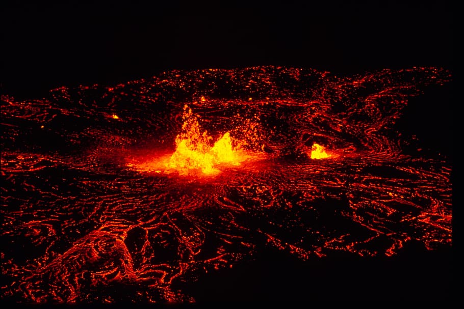 lava, molten, hot, nature, red, burning, fire, night, heat - temperature, HD wallpaper