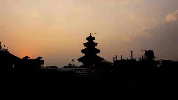 nepal, bhaktapur, sky, sunset, silhouette, architecture, built structure HD wallpaper