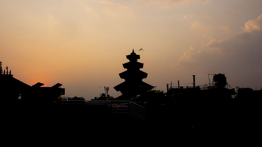 nepal, bhaktapur, sky, sunset, silhouette, architecture, built structure HD wallpaper