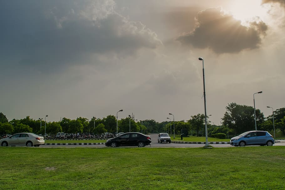 sky, sunset, landscape, clouds, evening, dusk, abendstimmung HD wallpaper