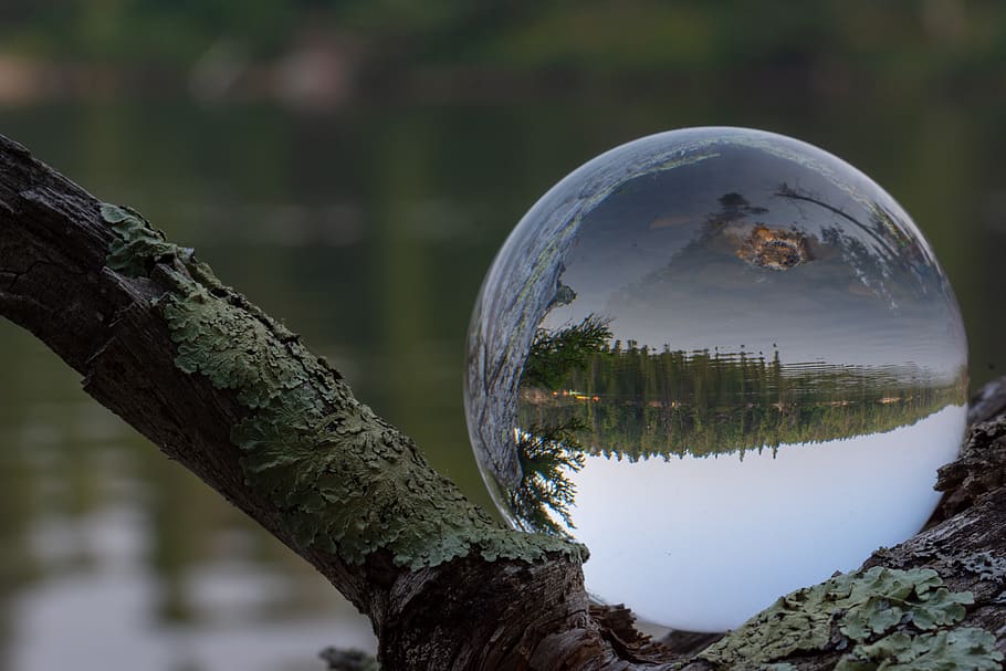HD wallpaper: lensball, outdoor, nature, lake, water, reflections