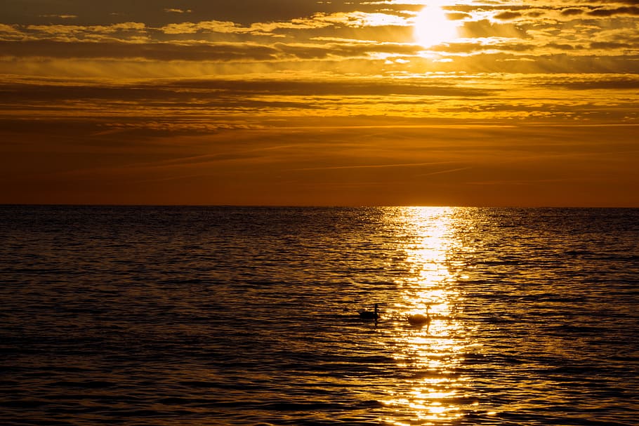 bornholm, sunset, water, sky, sea, scenics - nature, beauty in nature HD wallpaper